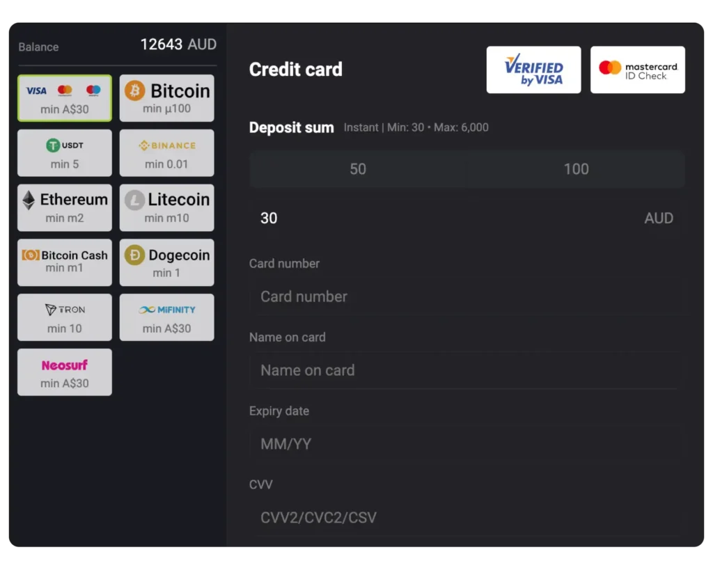 Mateslots payment methods